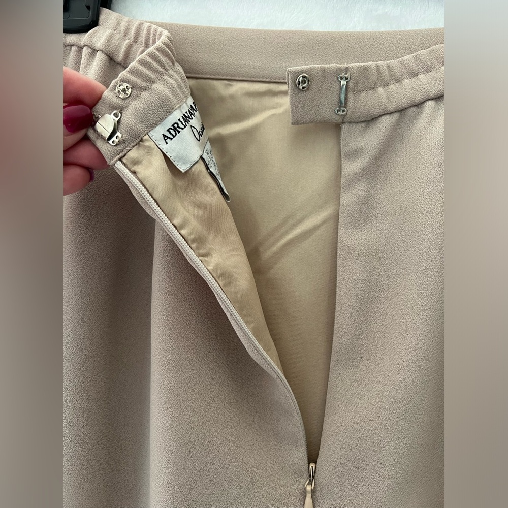 Adriana Papell Occasions Full Length Evening Maxi Pencil Split Skirt Tan Size 10 - Picture 5 of 10